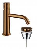 Pack Grifo lavabo bajo - oro/cobre + Válvula click-clack HELIOS de GME