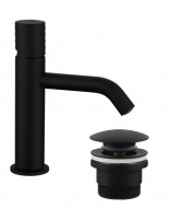 Pack Grifo lavabo bajo - negro/titanio + Válvula click-clack HELIOS de GME