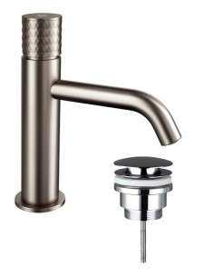 Pack Grifo lavabo bajo - negro/titanio + Válvula click-clack HELIOS de GME 2