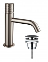 Pack Grifo lavabo bajo - negro/titanio + Válvula click-clack HELIOS de GME