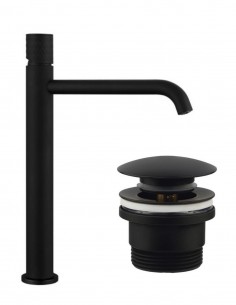 Pack Grifo lavabo alto - negro/titanio + Válvula click-clack HELIOS de GME