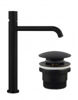 Pack Grifo lavabo alto - negro/titanio + Válvula click-clack HELIOS de GME