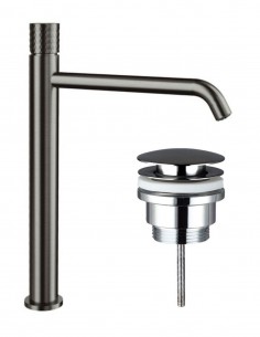 Pack Grifo lavabo alto - negro/titanio + Válvula click-clack HELIOS de GME 2