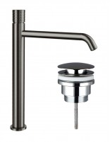 Pack Grifo lavabo alto - negro/titanio + Válvula click-clack HELIOS de GME