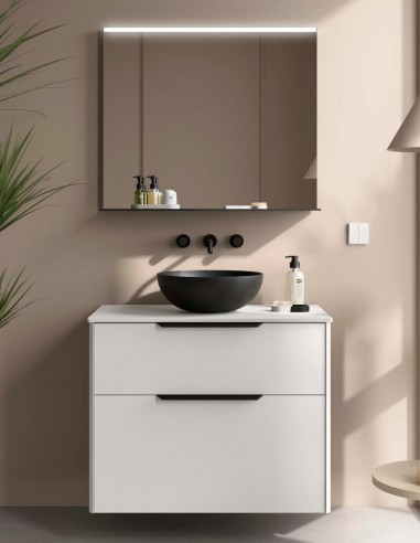 Conjunto sobre encimera + lavabo white satin lokum