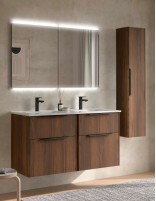 Conjunto suspendido lavabo doble modelo LUVA con diferentes tiradores de Salgar