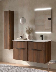 Conjunto 120 lavabo desplazado LUVA con diferentes tiradores de Salgar 2