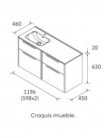 Conjunto 120 lavabo desplazado croquis izquierda