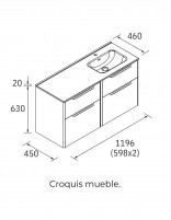 Conjunto 120 lavabo desplazado croquis derecha