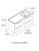 Mueble lavabo desplazado Salgar croquis dcha