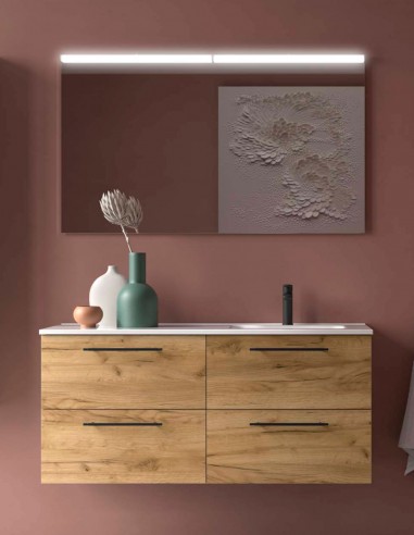 Mueble lavabo desplazado Salgar  SILANE 4 cajones tiradores texturizados