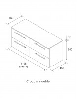 Mueble dos lavabos encimera Salgar croquis mueble