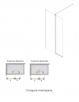 Panel fijo ducha + hoja abatible croquis