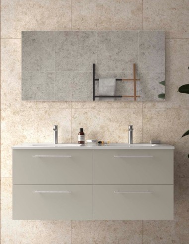Mueble lavabo doble Salgar grey satin