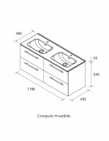Mueble lavabo doble Salgar croquis