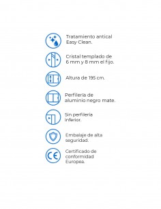 Panel de ducha fijo + hoja abatible modelo GIRO NEGRA de Kassandra 2