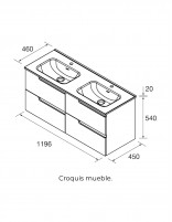 Mueble baño doble suspendido Salgar croquis