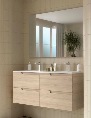 Mueble baño doble suspendido Salgar Roble Sienna