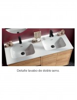 Mueble baño doble suspendido Salgar detalle lavabo doble