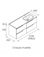 Mueble baño lavabo desplazado Salgar croquis dcha
