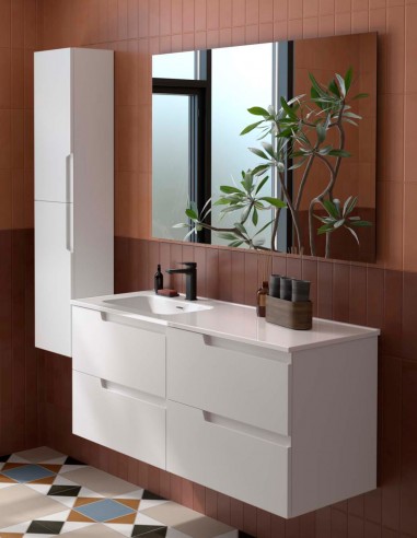 Mueble baño lavabo desplazado Salgar White Satin izq