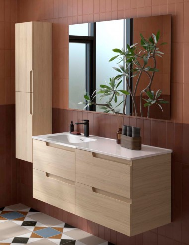 Mueble baño lavabo desplazado Salgar Roble Sienna izq