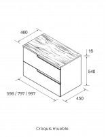 Mueble baño Salgar sobre encimera croquis