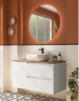 Mueble baño Salgar sobre encimera VIMA roble montana / white satin
