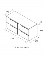 Mueble de baño 120 cm encimera croquis