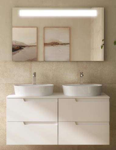 Mueble de baño 120 cm encimera white satin