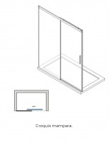 Mampara ducha fijo + corredera - oro anodizado CAUCE de Bathplus croquis