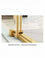 Mampara de ducha de 1 hoja fija y 1 puerta corredera - CAUCE oro cepillado de Bathplus
