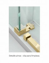Mampara de ducha de 1 hoja fija y 1 puerta corredera - CAUCE oro cepillado de Bathplus