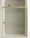 Mampara de ducha de 1 hoja fija y 1 puerta corredera - CAUCE oro cepillado de Bathplus