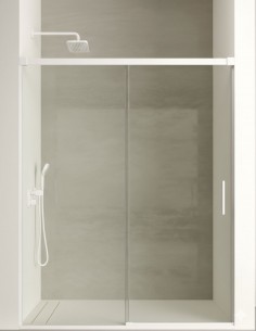 Mampara de ducha de 1 hoja fija y 1 puerta corredera - CAUCE blanco mate de Bathplus