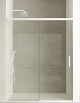 Mampara de ducha de 1 hoja fija y 1 puerta corredera - CAUCE blanco mate de Bathplus