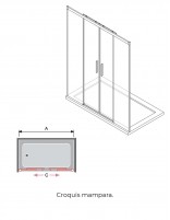Mampara negra dos fijos y dos correderas croquis