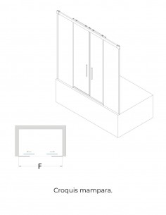 Mampara oro cepillado de bañera de 2 hojas fijas y 2 puertas correderas - CAUCE de Bathplus 2