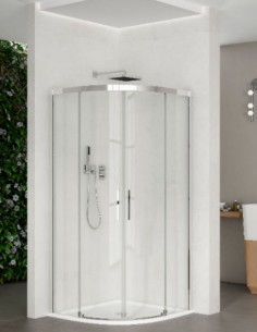 Mampara cromo semicircular - 2 fijos y 2 correderas CAUCE de Bathplus