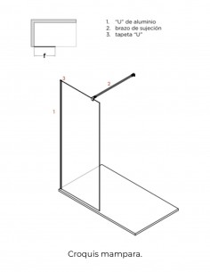 Mampara oro cepillado - ASIA 1 hoja fija de Bathplus 2