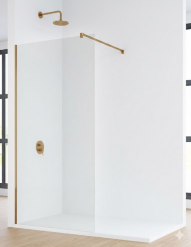 Mampara oro cepillado - ASIA 1 hoja fija de Bathplus