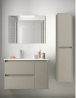 Mueble de baño con lavabo desplazado grey satin