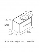 Mueble de baño con lavabo desplazado croquis dcha