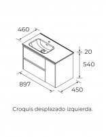 Mueble de baño con lavabo desplazado croquis izq