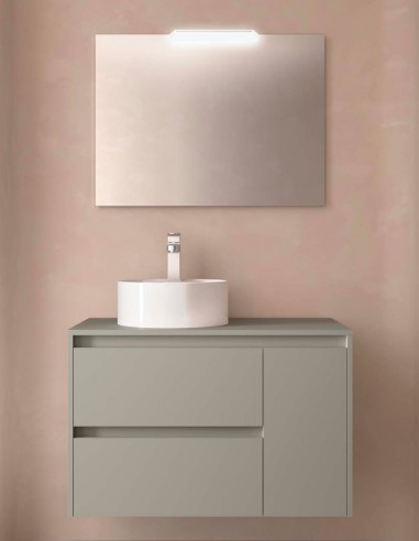 Conjunto mueble de baño 2 cajones y 1 puerta grey satin