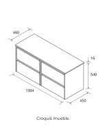Conjunto mueble de baño suspendido croquis