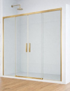 Mampara oro cepillado dos fijos y dos correderas - CAUCE de Bathplus