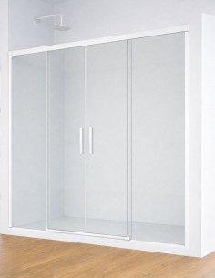 Mampara blanco mate dos fijos y dos correderas - CAUCE de Bathplus