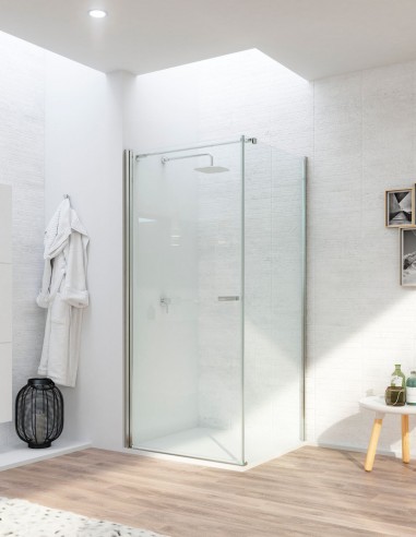 Mampara angular 1 hoja abatible + 1 fijo - plata alta brillo SONY de Bathplus