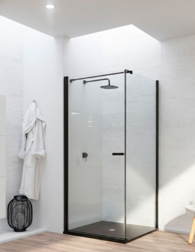 Mampara angular 1 hoja abatible + 1 fijo - negro mate SONY de Bathplus